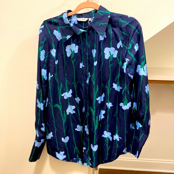 NWT 100% Silk Marimekko Button-Up Shirt Sz 10/12 - Picture 2 of 5